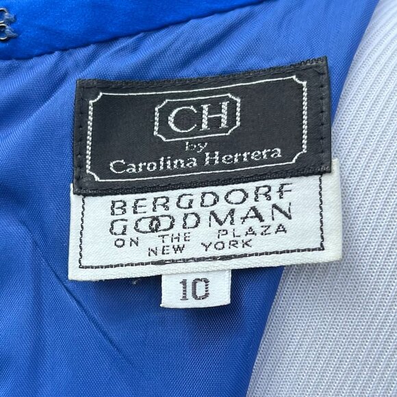 Carolina Herrara Vintage Cobalt Blue Drop Waist Flounce Dress sz 10 - Picture 5 of 11